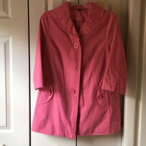 Pink 3/4 sleeved jacket with cute ruffled collar